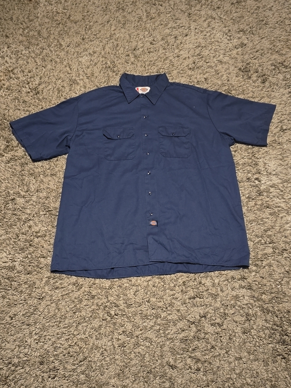 Dickies Men’s Dark Blue Short Sleeve Button-Up Work Shirt